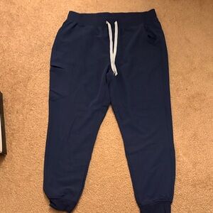 Navy Blue Scrub Drawstring Jogger Pants